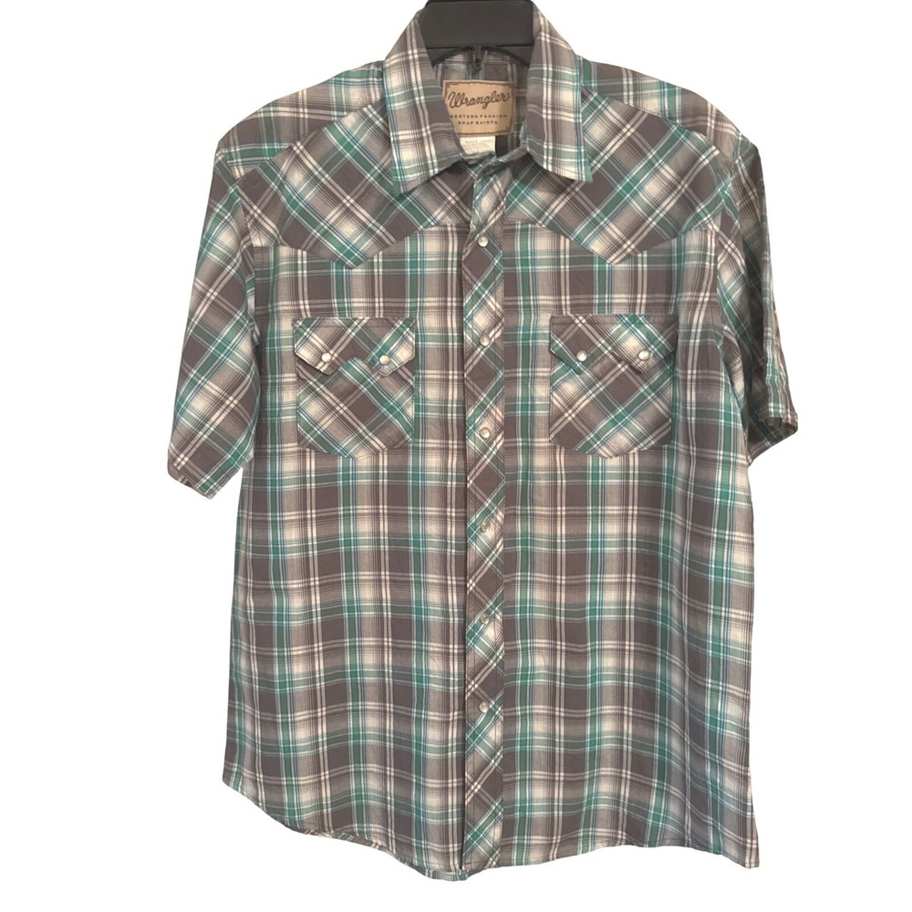 Wrangler‎ Western Fashion Snap Shirt Mens Plaid Short Sleeve